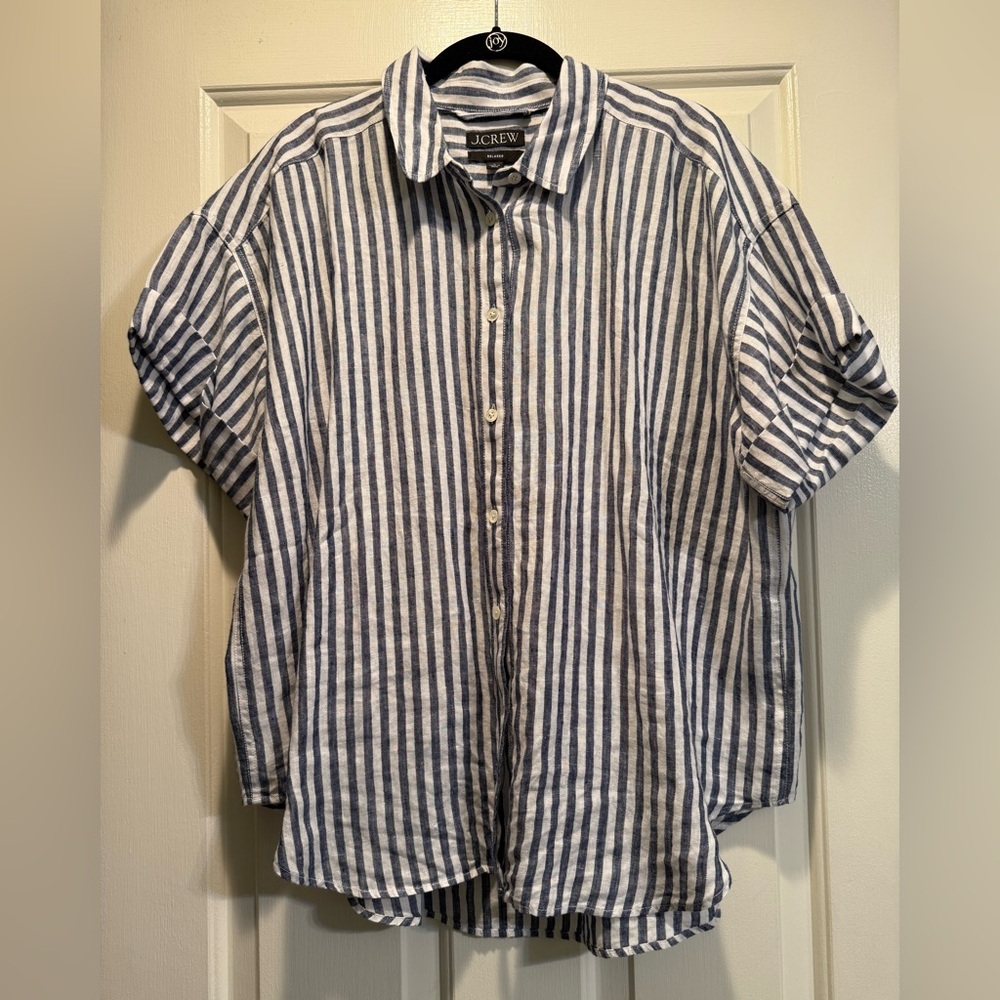 J. Crew relaxed striped linen shirt
